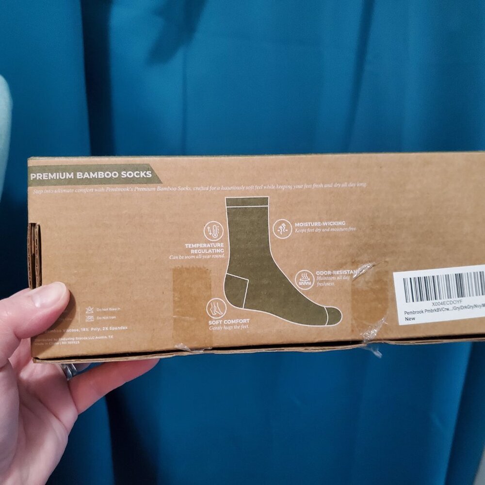 2 NWT boxes of Bamboo Socks (6 pair) Navy/Gray/Mixed navy & Gray   Regular size - Picture 8 of 9